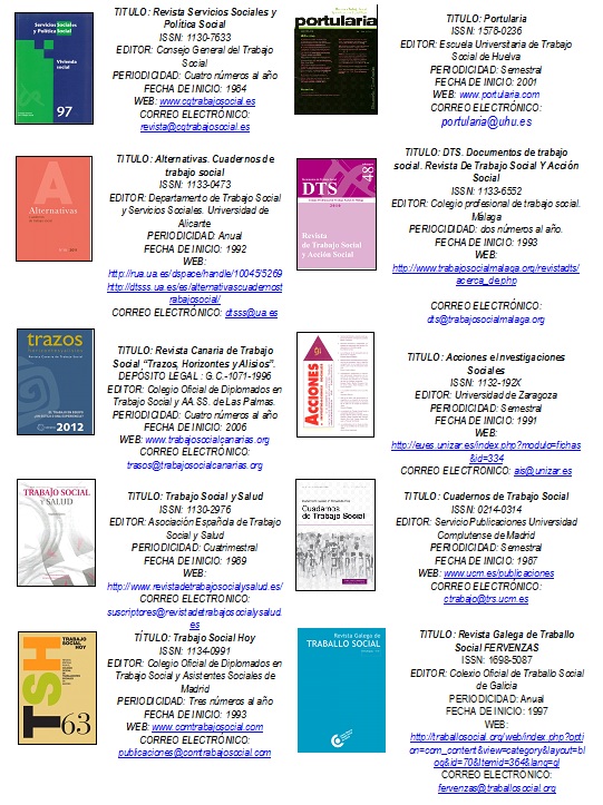 TRÍPTICO DE REVISTAS DE TRABAJO SOCIAL.